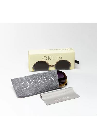 Okkia Monica Unisex Büyük Yuvarlak Güneş Gözlüğü Havana Sarısı