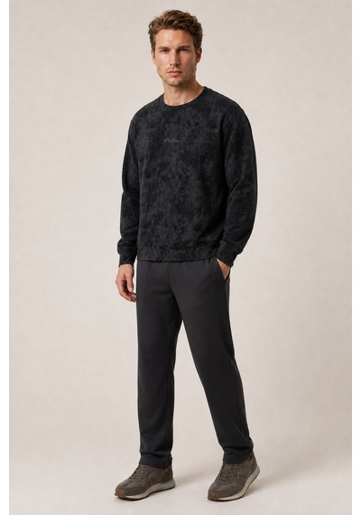 Redline Allon Desenli Kışlık Yeni Sezon Erkek Regular Fit Sweatshirt Beyaz SIYAH