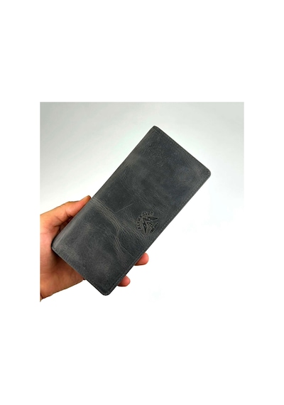 Alphaclub Bag Erkek Hakiki Deri Gri Telefon Bölmeli Uzun Cüzdan Ve Kartlık Model 2724