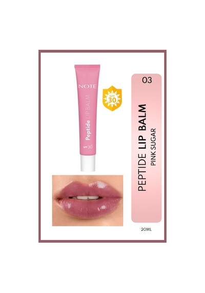 Note Cosmetique Peptide Lip Balm SPF 30 Nemlendirici ve Parlatıcı Renkli Dudak Balmı - 03 Pink Sugar - Pembe