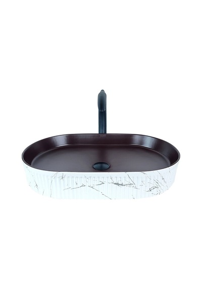Marmo 58 Cm Beyaz Bordo Tezgah Üstü Çanak Lavabo Renkli