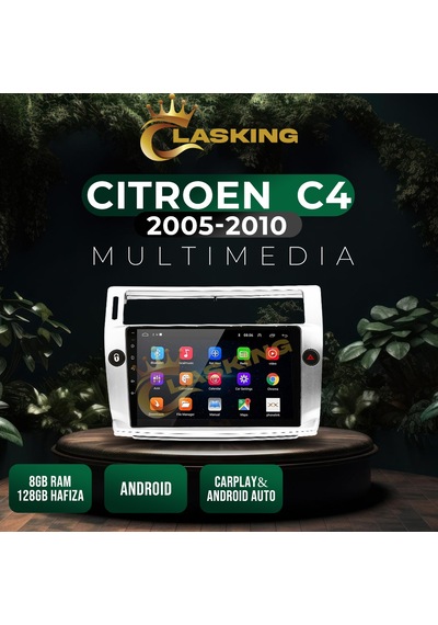 Cıtroen C4 2005-2010 Gri 8 Gb Ram 128gb Hafıza Androıd Multımedıa