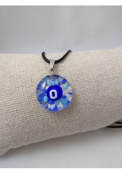 Cam Harf Kolye – Handmade El Yapimi Murano– (O) Harfi Modeli Beyaz