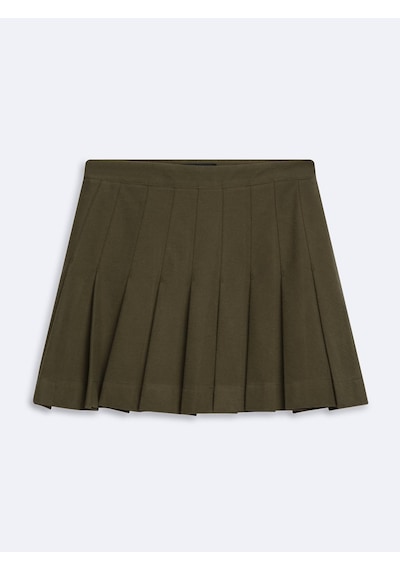 LTB Slim Fit Pileli Mini Yeşil Etek