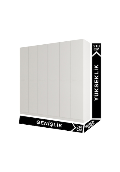 Aeka Ae-2190 Hisar 6 Kapaklı Çok Bölmeli Askılı Ve Raflı Geniş Hacimli Gardırop 210x210 Cm Beyaz Aeka Ae-2190 Hisar 6 Kapaklı Çok Bölmeli Askılı Ve Raflı Geniş Hacimli Gardırop 210x210 Cm Beyaz