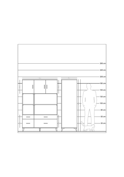 Kronos Dolap 8 Raflı 4 Çekmeceli 3 Kapaklı 132x59x195 Aytaşı-... Aytaşı