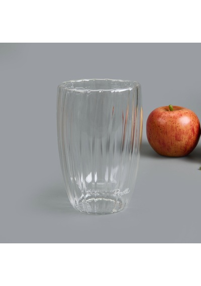 Perottii Stripe Çift Cidarlı Bardak - Şeffaf - 450 Ml Renkli