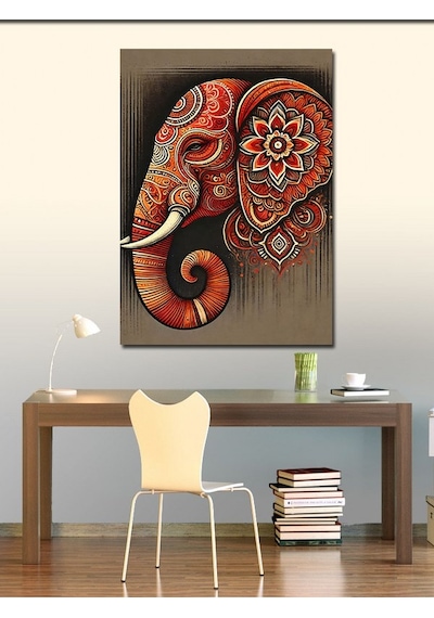 Kanvas Tablo Fil Ve Mandala Deseni 100cmx140cm