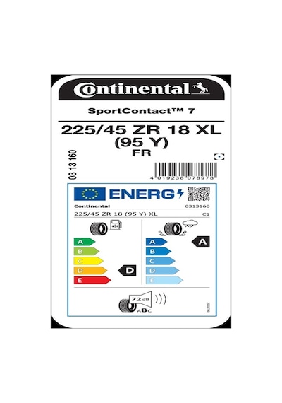Continental 225/45z R18 95y XL Fr Sportcontact 7 Yaz Lastiği 2026
