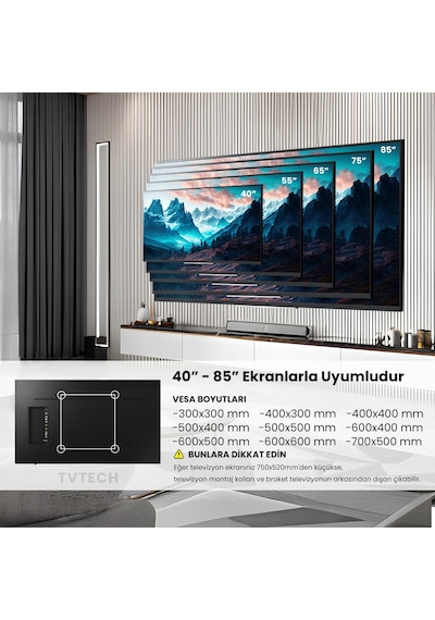 Tvtech I Tv Duvar Askı Aparatı I Deprem Ve Çocuk Kilitli Sistem