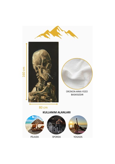 Dijital Baskı Plaj Deniz Havlusu Modern İskelet Desenli Peştamal Hvl0032 Renkli