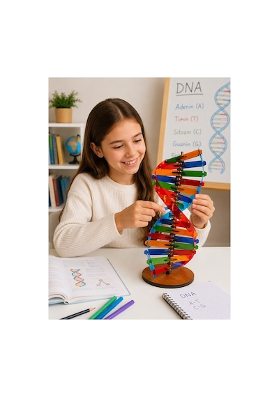 Dna Modeli 1 Paket Ahşap Dna Yapım Seti Dna Sarmalı Deney Yapım Seti Okul Materyali Fen Bilimleri