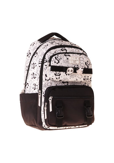 Calacilo Sweet Kız Çocuk Panda Baskılı Siyah İlkokul Okul Sırt Çantası - Beş Bölmeli - C4059