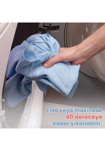 Mulpex Mikrofiber Temizlik Bezi 10 Adet - 40x40 Cm, 375 Gsm, Parlak Dokulu, 60 Gr 2, Yüksek Emici, İz Bırakmaz Mavi