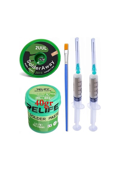 Relıfe Rl-402/ Krem Lehim Paste 183 C 40g Flux Lehim Toplama Ve 2uul 2015 Emme Teli 2,0mm Lehimleme Seti06