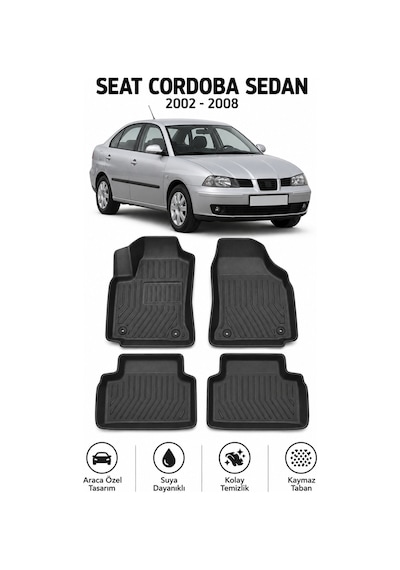 Seat Cordoba Sedan 2006 Karbon Desenli Premium 3d Havuzlu Oto Paspas Kaymaz & Koku Yapmaz