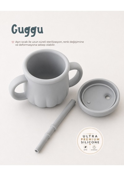 Tgm Baby Guggu Ultra Premium Silikon Pipetli Alıştırma Bardağı 200 Ml Açık Mavi