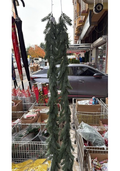 Yılbaşı Dekor Süsleri Yeşil Çam Dalı Garland Yılbaşı Ağacı Süsü 240 Cm, 100 Dal Diğer