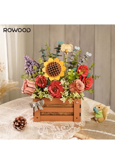 Rowood Tw02h Çiçek Kutusu Wooden Bloom Box Dıy Minyatür Maket Model Seti Ahşap 3d Wooden Puzzle 3d Model Kit Detaylı Dekoratif Hobi Seti Ahşap Maket