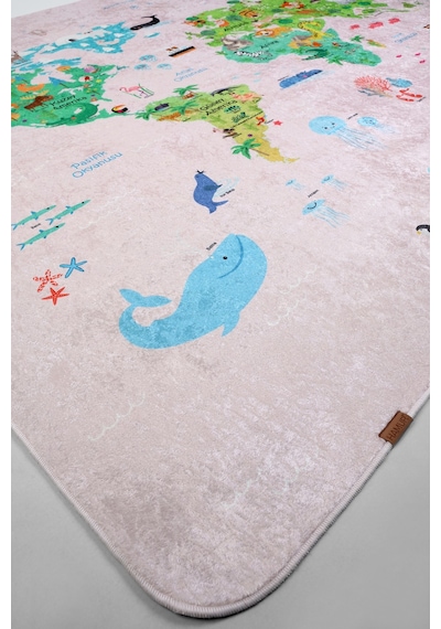 Dünya Haritası Oyun Matı 120x160 cm Bebek Çocuk Halısı Pembe Yenidoğan Yumuşak Aktivite Etkinlik Örtüsü