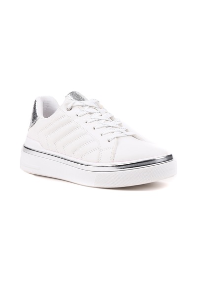 Stato Nova Kapitoneli Gümüş Detaylı Beyaz Kadın Sneaker
