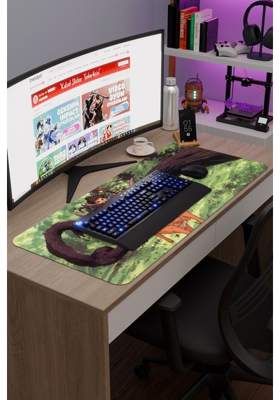 Mononoke Hime Anime V4 - 90x40 Xxl Gaming Kauçuk Kaymaz Taban Mouse Pad Fare Altlığı