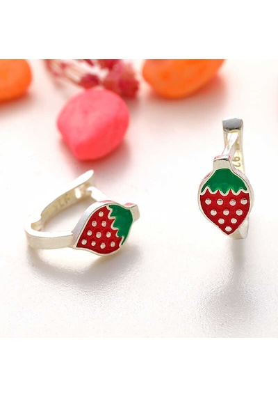 Kenpazar Gümüş Çilek Çocuk Küpesi Gümüş