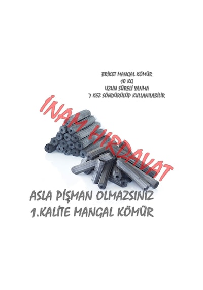 Mangal Kömürü - Barbekü Mangal Kömür 10 Kg - 7 Kez Yanma Özelliği