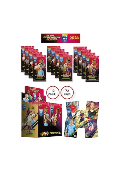 Panini Adrenalyn Fifa 365 - 2024 Official Trading Card Futbolcu Kartları Etiketi 12 Paket