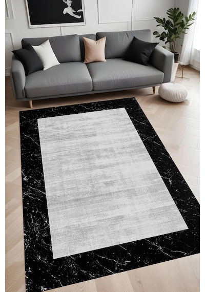 Eliana Home Dijital Baskı Yıkanabilir Kaymaz Taban Salon Halısı Ve Yolluk Rv169-fnl475 Siyah