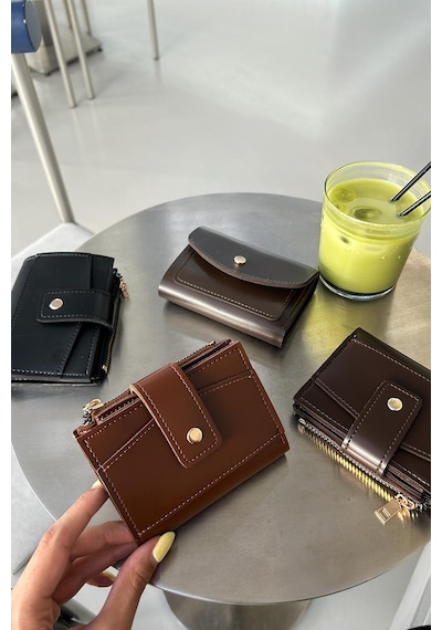 Shule Bags Payer Çıtçıtlı Kadın Cüzdan Siyah Siyah