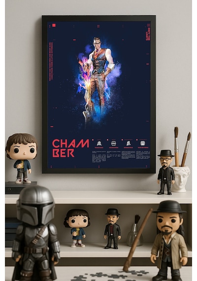 Valorant Chamber Siyah Ahşap Çerçeveli Poster, Dekoratif Oyun Duvar Tablosu