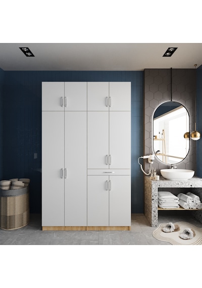 Modena Çamaşır Ve Kurutma Makinesi Dolabı Banyo Dolabı Meşe Beyaz Meşe Beyaz Modena Çamaşır Ve Kurutma Makinesi Dolabı Banyo Dolabı Meşe Beyaz Meşe Beyaz