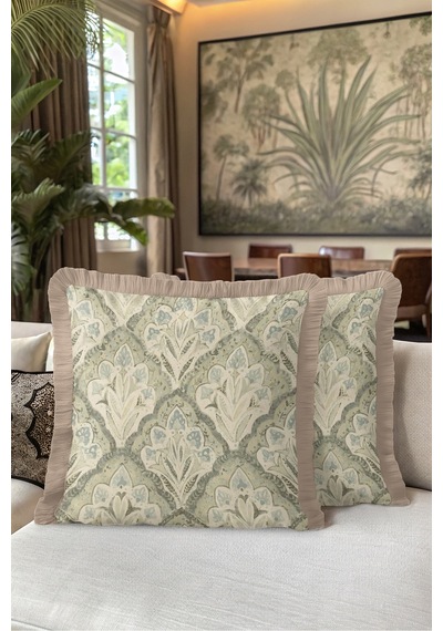 Damask Osmanlı Desenli Saçaklı Yastık Kılıfı-zarif Otantik Klasik Yeşil Krem Püsküllü Kırlent Kılıfı Kayıp Atlas Ritüel Damask Osmanlı Desenli Saçaklı Yastık Kılıfı-zarif Otantik Klasik Yeşil Krem Püsküllü Kırlent Kılıfı Kayıp Atlas Ritüel