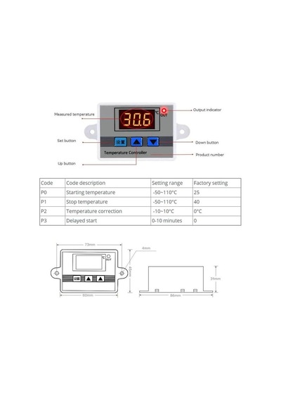 Xh-W3002 Dijital Termostat Sıcaklık Kontrol Cihazı 220V 1500W, Ku N11.4183