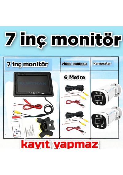 Tarım Araçlarına Özel 2 Adet Ahd 2mp Warm Ledli Kamera Ve 7'' Qled Ips Monitör 12 V