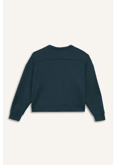 Defacto Defactofit Oversize Geniş Kalıp Bisiklet Yaka Modal Ultra Soft Sweatshirt E8954ax25augn1051 Yeşil-gn1051