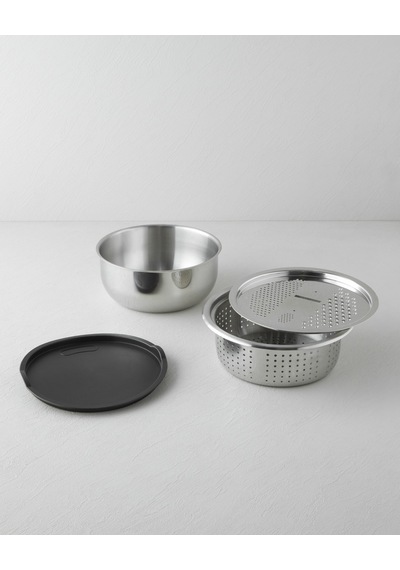 English Home Hecha Paslanmaz Çelik Rendeli Süzgeçli Saklama Kabı 24 Cm Siyah