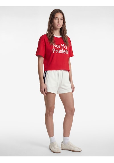 Koton Baskılı Yarım Kollu Bisiklet Yaka Oversize Spor Tişört Kırmızı 6sak10254nk