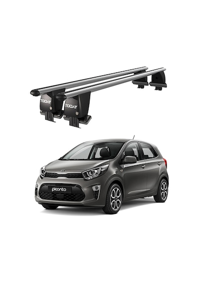Royal Kia Picanto 2017 Ve Sonrası Uyumlu Gri Kilitli Ara Atkı Port Bagaj Tavan Barı