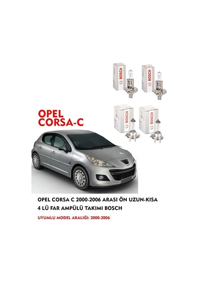 Opel Corsa C 2000 Model Ön Uzun-kısa 4 Lü Far Ampülü Takımı