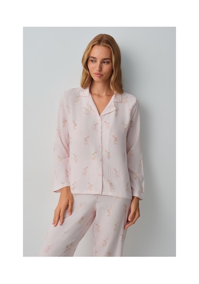 Suwen Lulusu Gömlek Yaka Pijama Takımı Wsh10510108919 Pembe