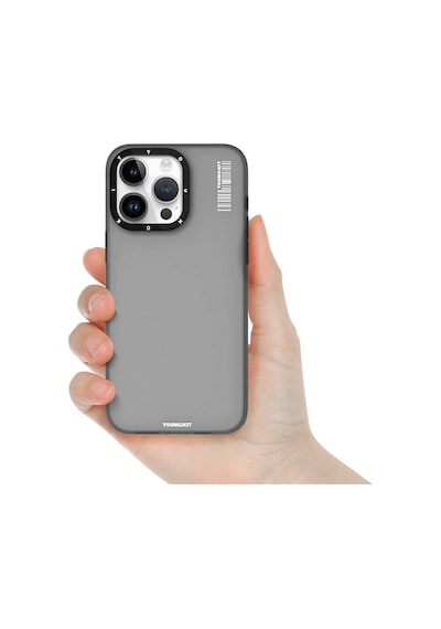 Apple Uyumlu iPhone 15 Kılıf Buzlu Mat Tasarım Youngkit Hidden Sand Serisi Kapak Siyah