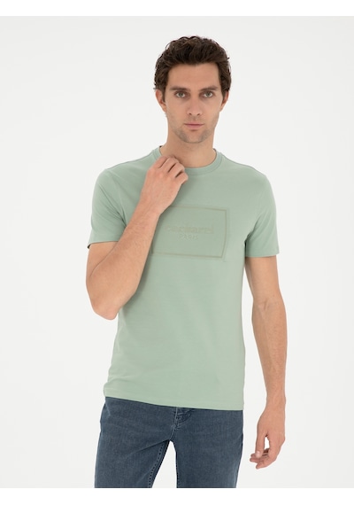 Haki Slim Fit Bisiklet Yaka T-shirt Yeşil