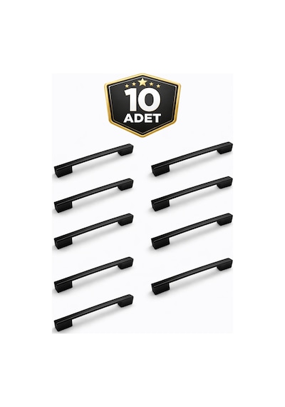 Çift Delikli Siyah 160-192mm Metal Köprü Kale Kulp,lüks Mutfak Mobilya Dolap Çekmece Kulp 10 Adet Siyah Siyah