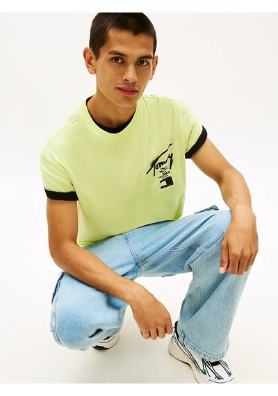 Tommy Hilfiger Tjm Reg Cıty Sıgn Ss Tee Ext Erkek Yeşil T-shirt - Dm0dm22553
