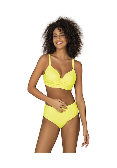 Endeep Kadın Büyük Beden Destekli Büzgü Detaylı Sarı Bikini Takımı-sarı