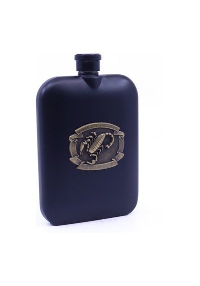 Akrep Kabartma Amblem Paslanmaz Çelik Cep Matarası - Hip Flask 7 Oz