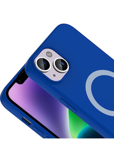 Maks Technology iPhone Uyumlu 13 Kılıf M-safe Şarj Özellikli Mkst Aris Silikon Kapak - Saks Mavi