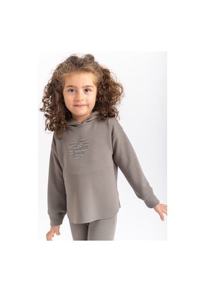 Oliven The Kid Oliventhekid İspanyol Paça Kapüşonlu Modal Kız Çocuk Takım Gri Gri
